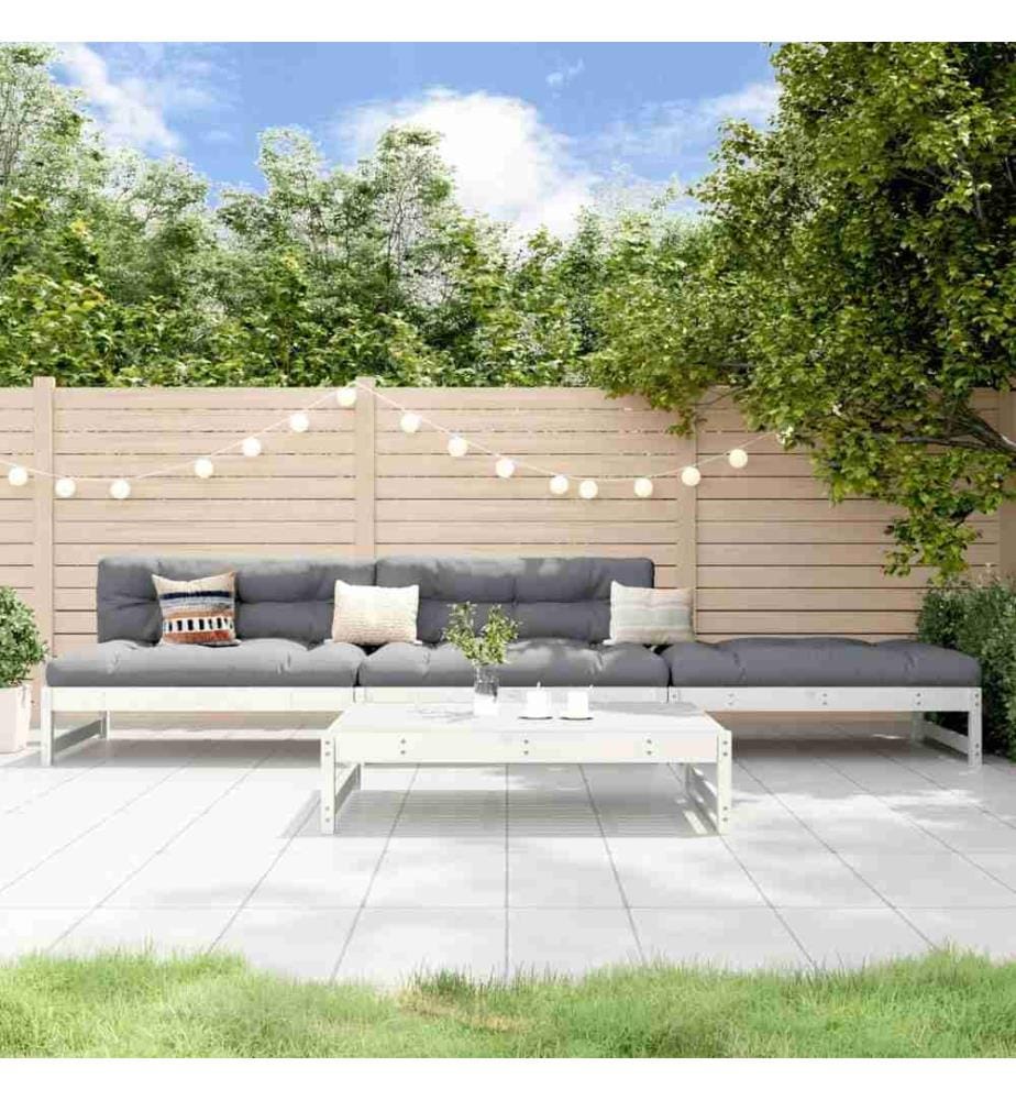 4-tlg. Garten-Lounge-Set Weiss Massivholz Kiefer