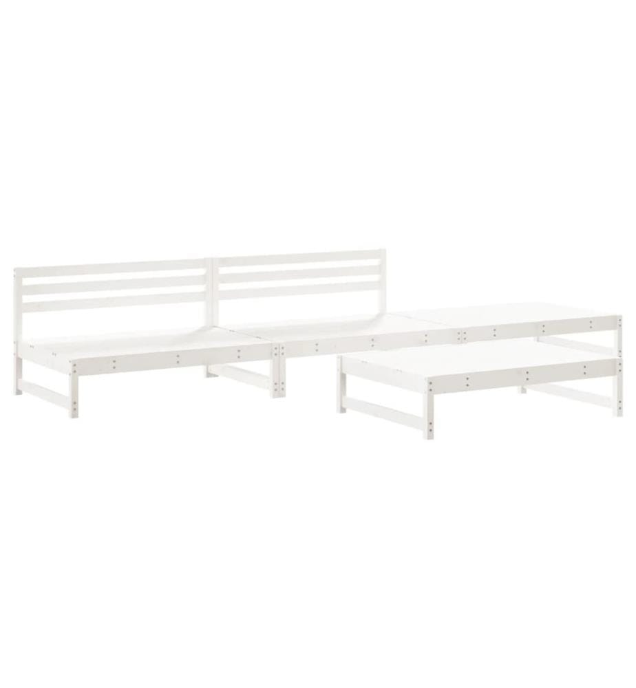 Salon de jardin 4 pcs blanc bois de pin massif