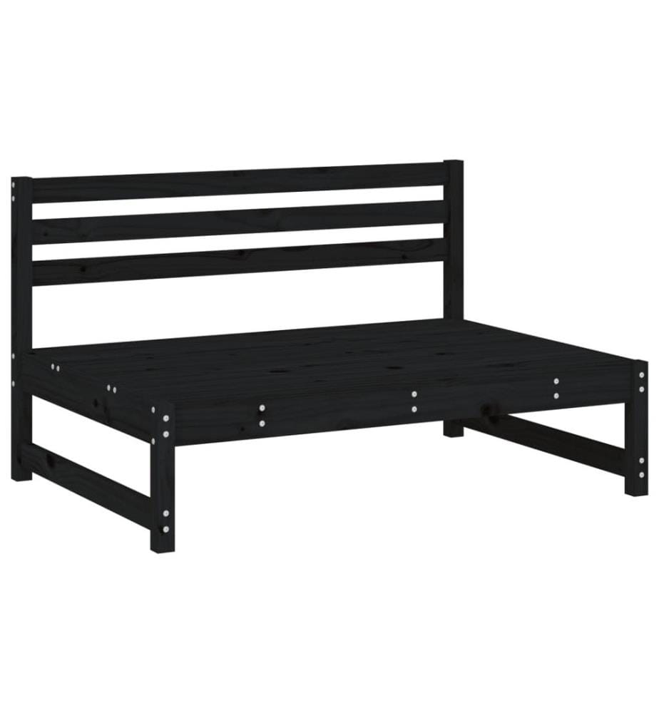 Salon de jardin 4 pcs noir bois massif de pin