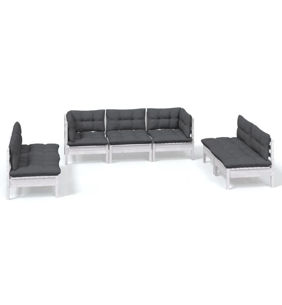 7-tlg. Garten-Lounge-Set mit Kissen Kiefer Massivholz