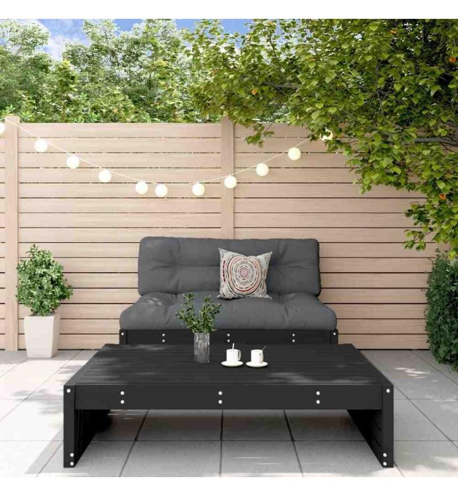 Salon de jardin 2 pcs noir bois massif de pin