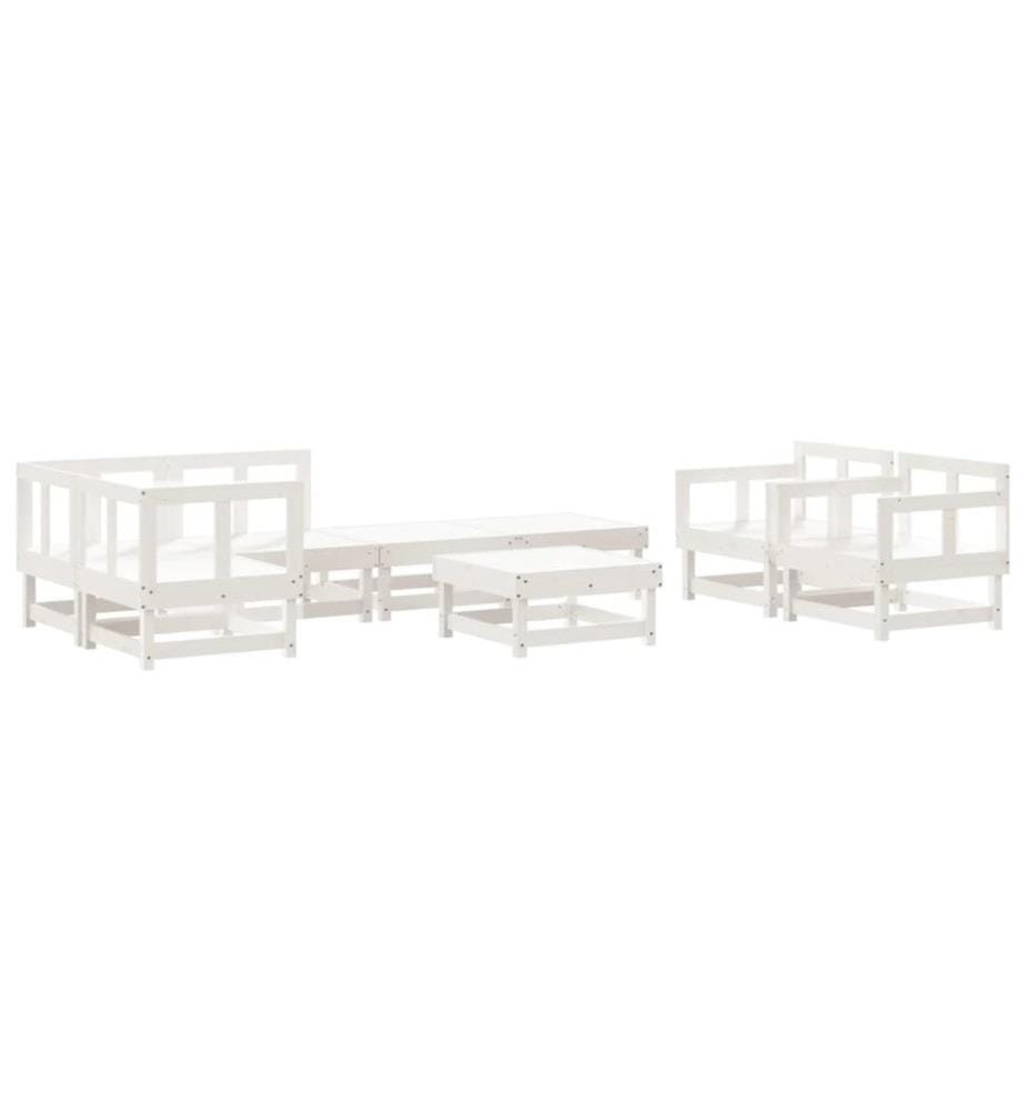 8-tlg. Garten-Lounge-Set Weiss Massivholz Kiefer