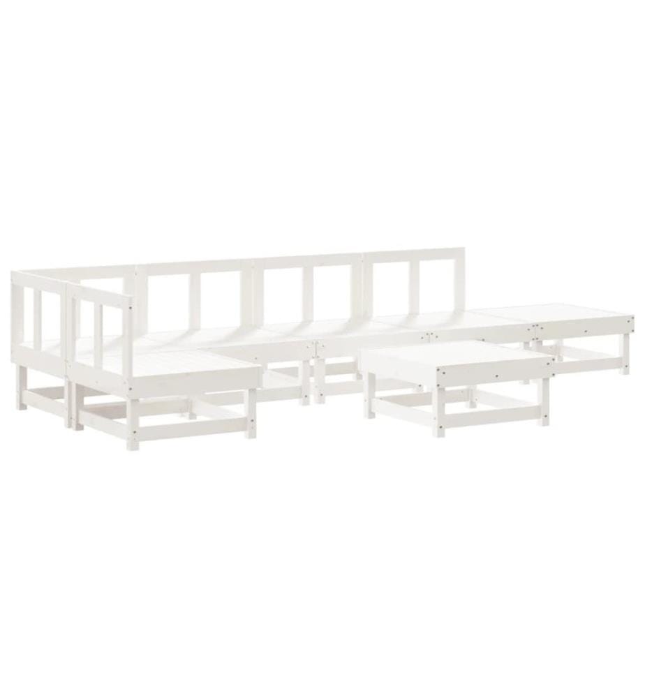 7-tlg. Garten-Lounge-Set Weiss Massivholz Kiefer