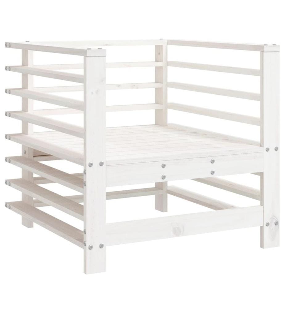 7-tlg. Garten-Lounge-Set Weiss Massivholz Kiefer