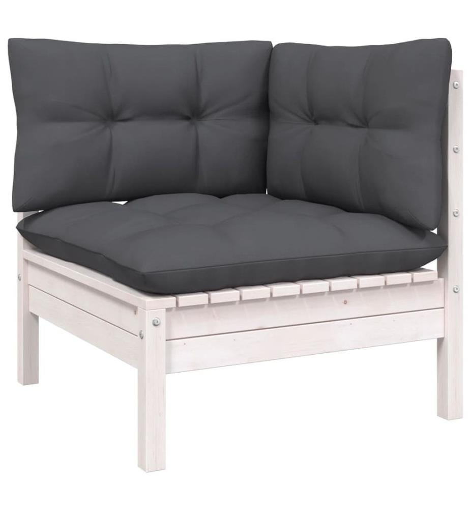 4-tlg. Garten-Lounge-Set mit Anthrazit Kissen Kiefernholz