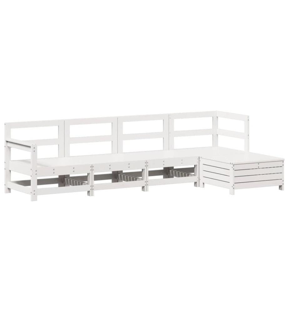 5-tlg. Garten-Sofagarnitur Weiss Massivholz Kiefer