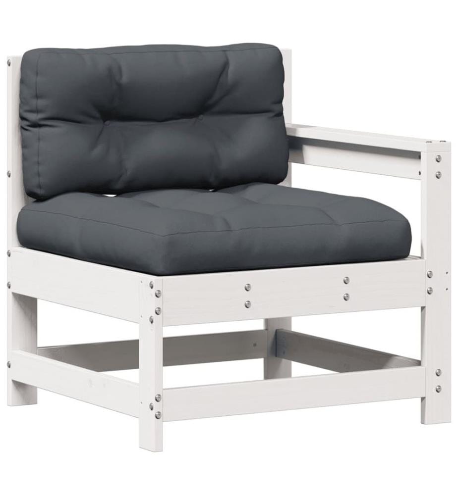 6-tlg. Garten-Lounge-Set mit Kissen Weiss Massivholz Kiefer