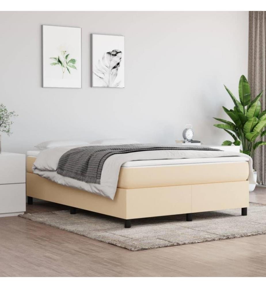Sommier à ressorts de lit Crème 140x200 cm Tissu
