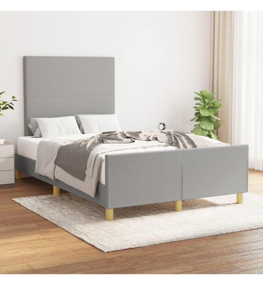 Bettgestell mit Kopfteil Hellgrau 120x200 cm Stoff