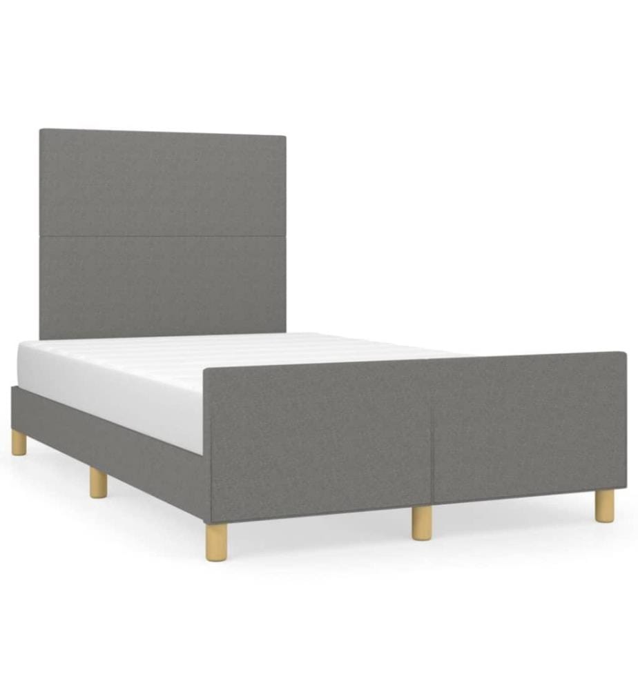 Bettgestell mit Kopfteil Dunkelgrau 120x200 cm Stoff