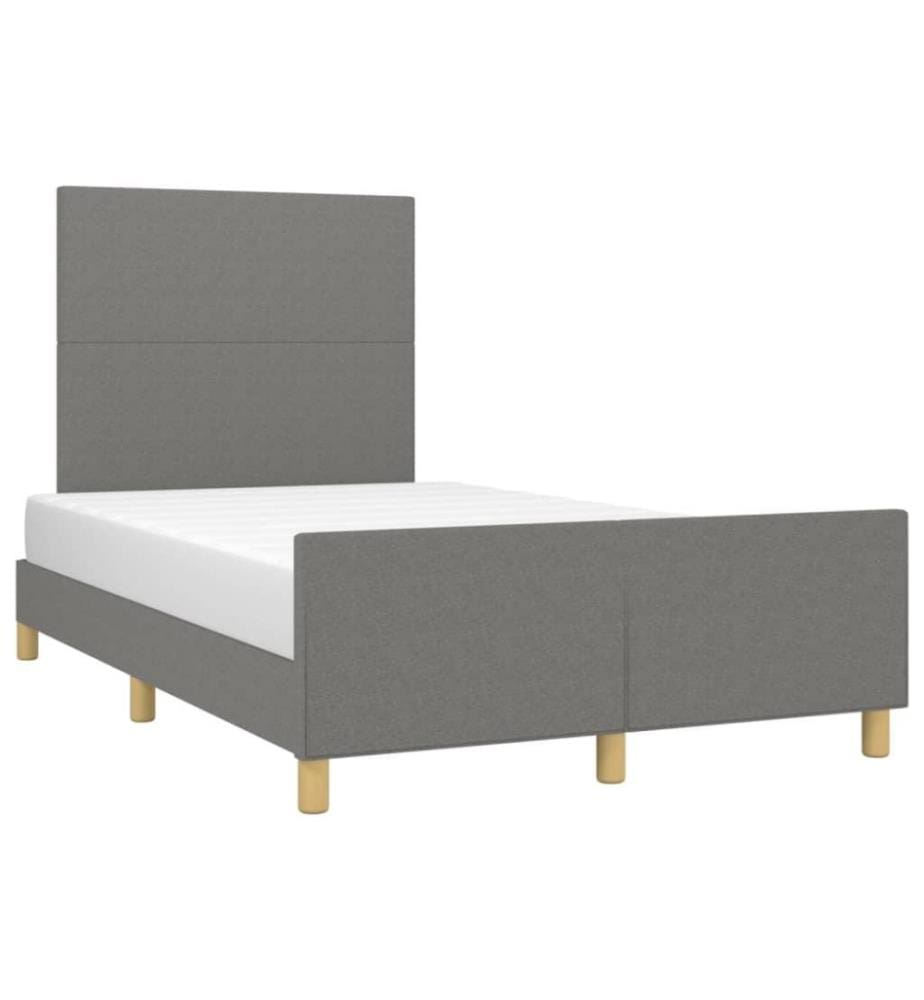 Bettgestell mit Kopfteil Dunkelgrau 120x200 cm Stoff