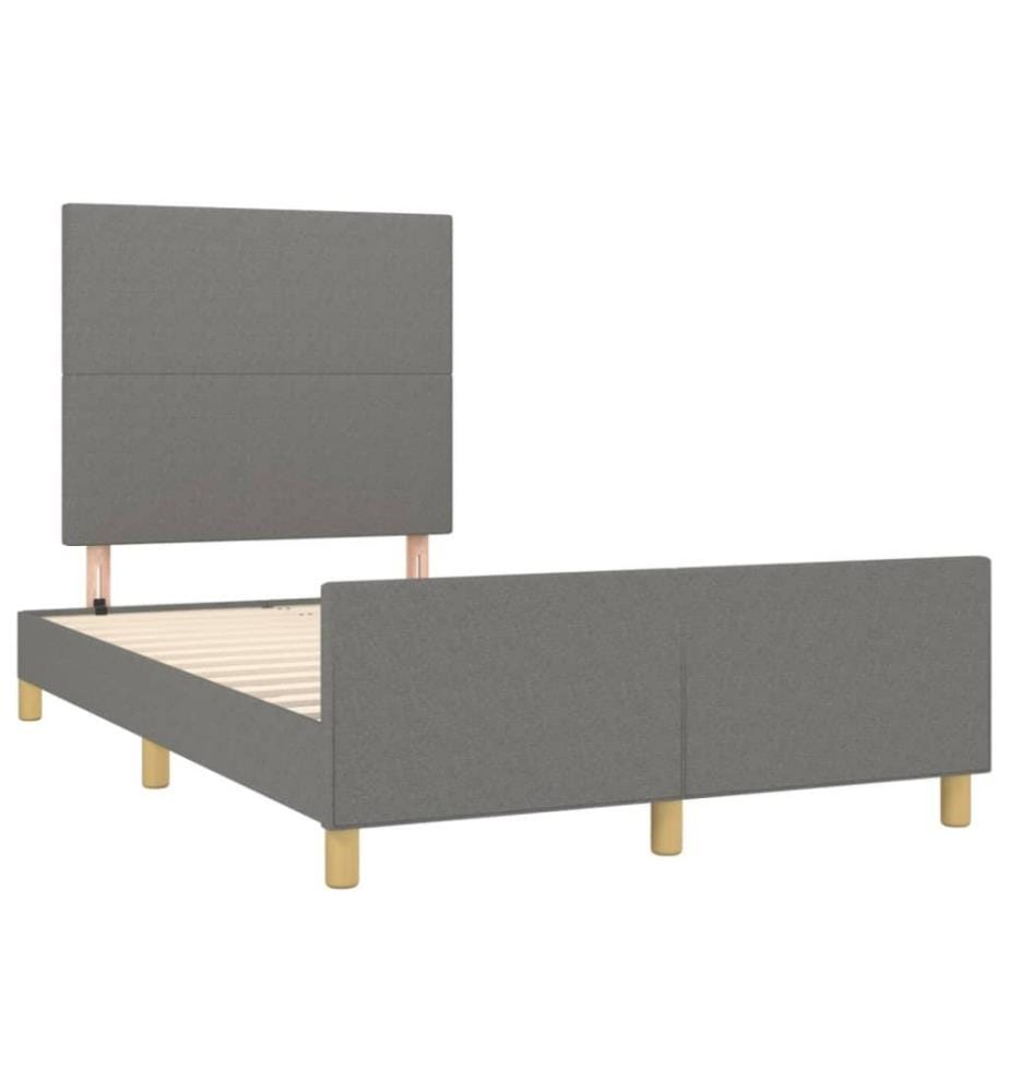 Bettgestell mit Kopfteil Dunkelgrau 120x200 cm Stoff