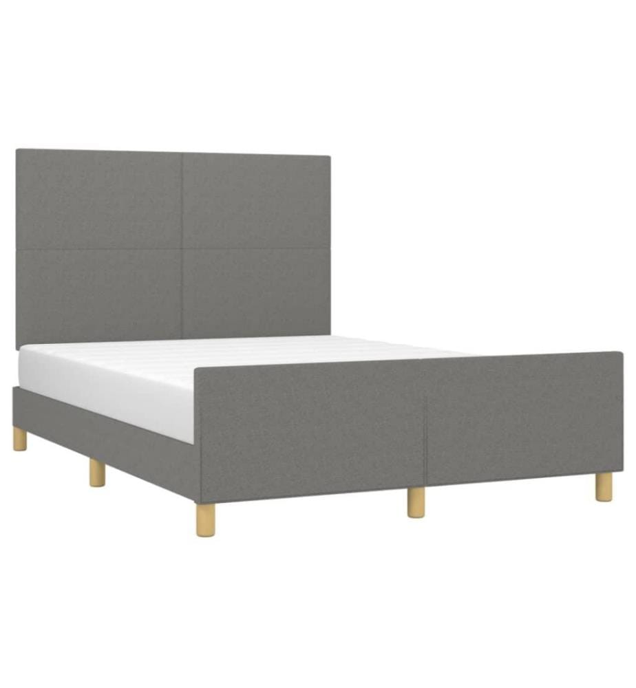 Bettgestell mit Kopfteil Dunkelgrau 140x200 cm Stoff