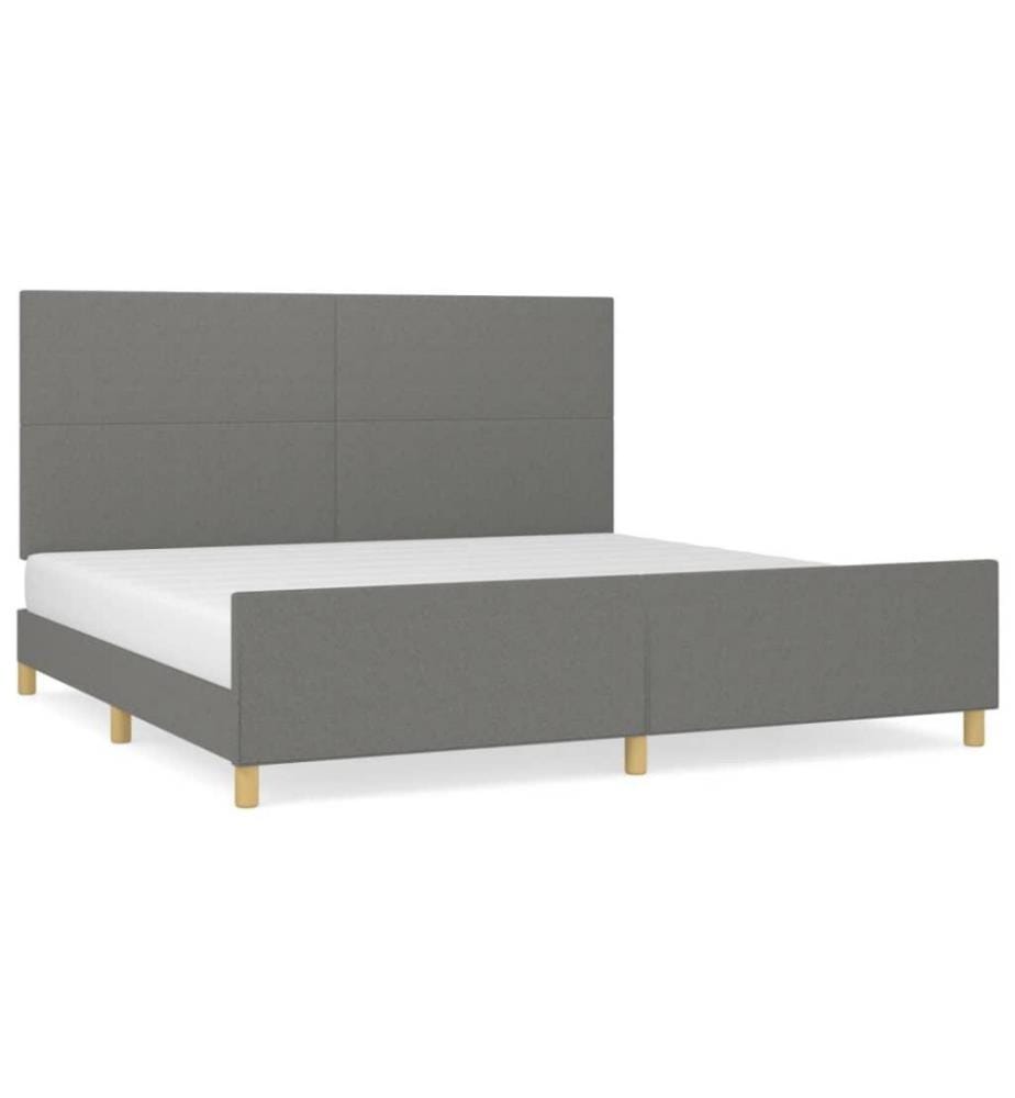 Bettgestell mit Kopfteil Dunkelgrau 200x200 cm Stoff