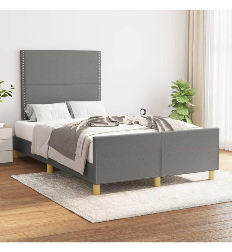 Bettgestell mit Kopfteil Dunkelgrau 120x200 cm Stoff