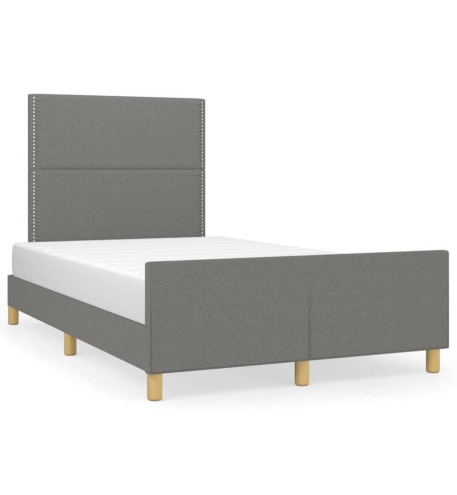 Bettgestell mit Kopfteil Dunkelgrau 120x200 cm Stoff