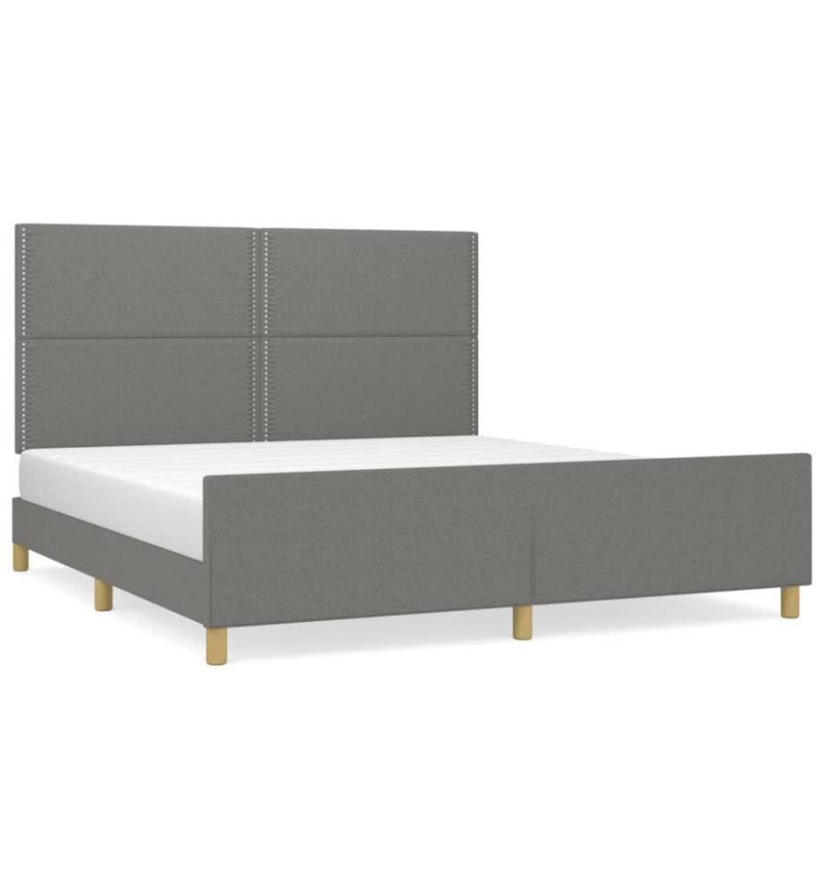 Bettgestell mit Kopfteil Dunkelgrau 180x200 cm Stoff