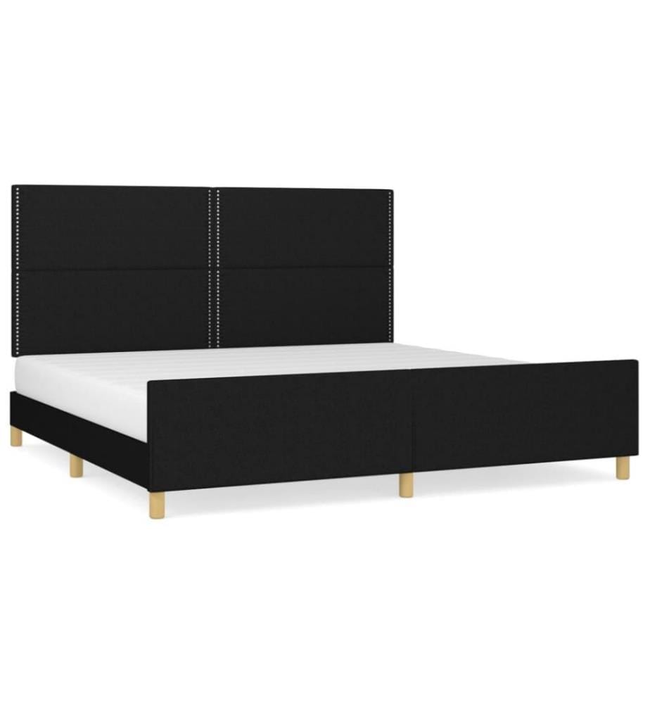 Bettgestell mit Kopfteil Schwarz 200x200 cm Stoff