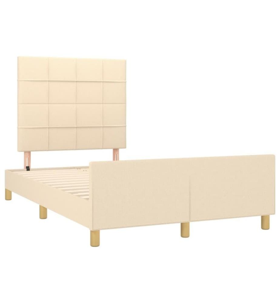 Cadre de lit avec tête de lit Crème 120x200 cm Tissu