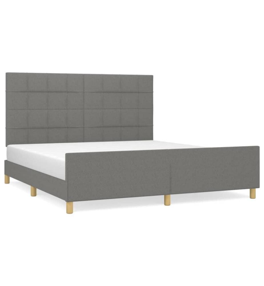 Bettgestell mit Kopfteil Dunkelgrau 160x200 cm Stoff
