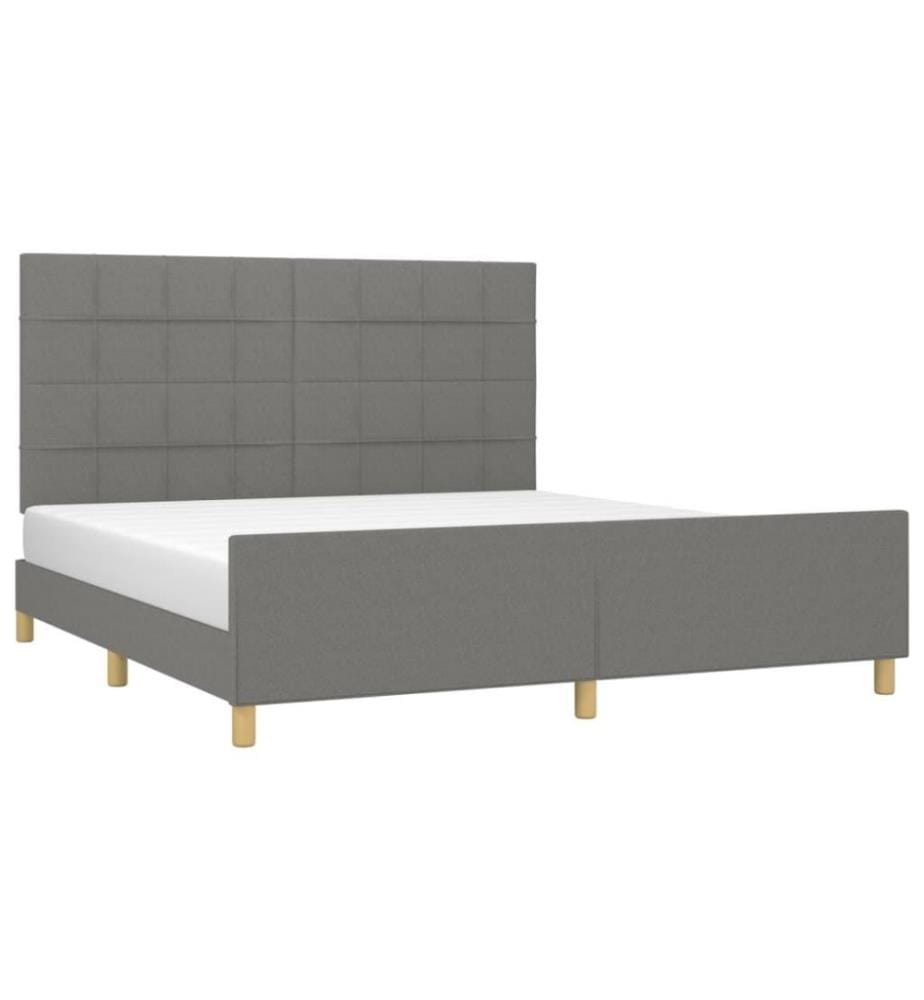 Bettgestell mit Kopfteil Dunkelgrau 160x200 cm Stoff