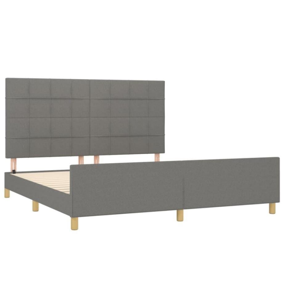 Bettgestell mit Kopfteil Dunkelgrau 160x200 cm Stoff