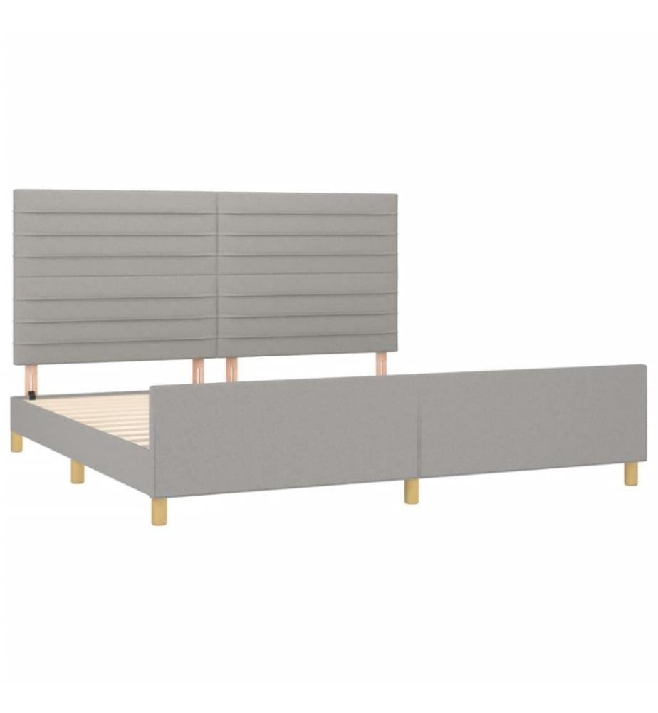 Bettgestell mit Kopfteil Hellgrau 200x200 cm Stoff