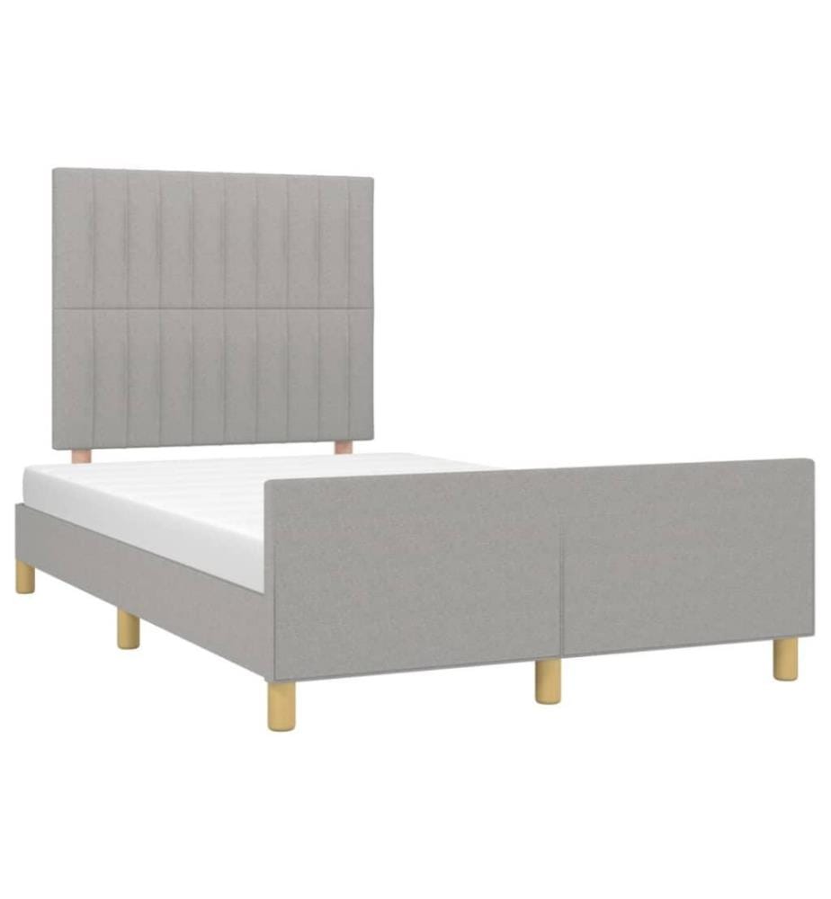 Bettgestell mit Kopfteil Hellgrau 120x200 cm Stoff