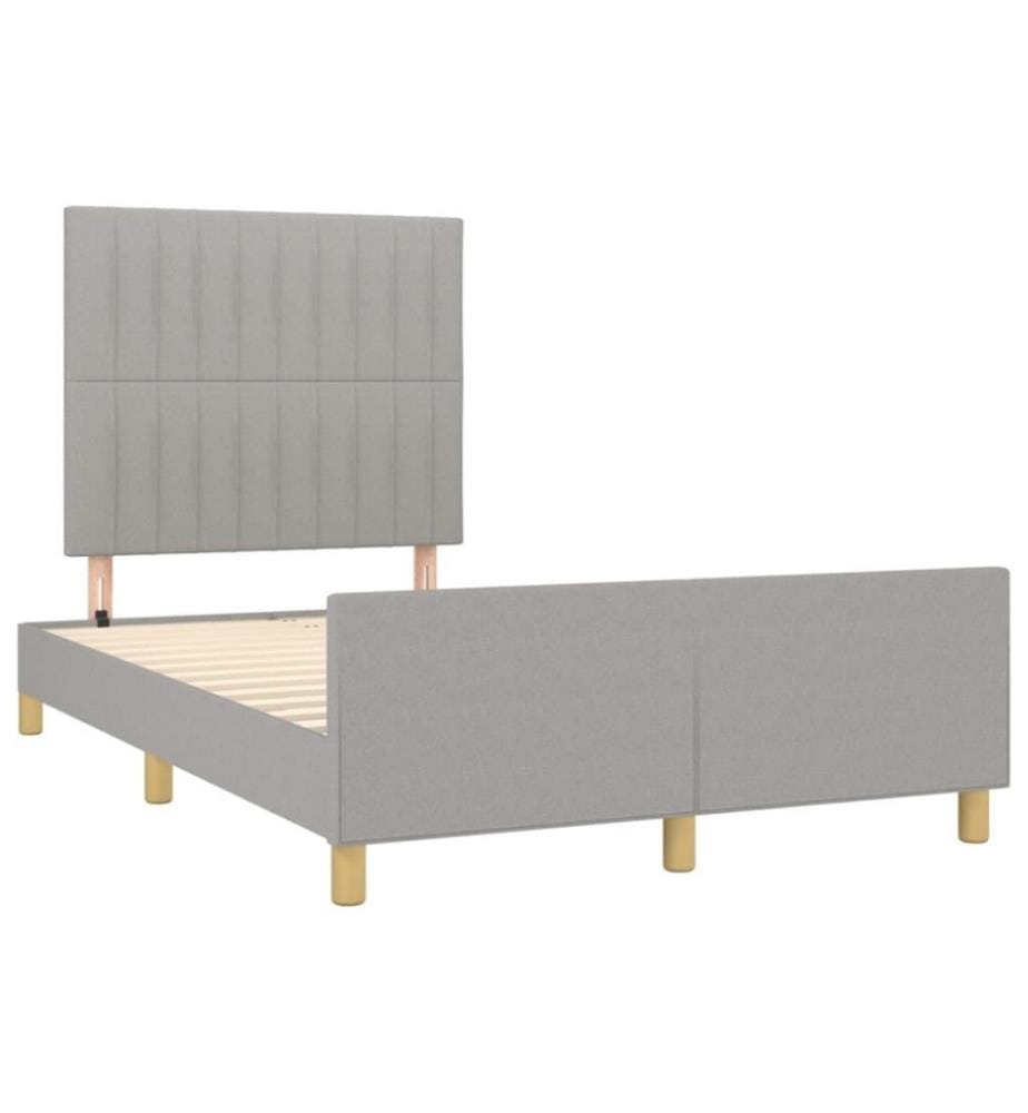 Bettgestell mit Kopfteil Hellgrau 120x200 cm Stoff