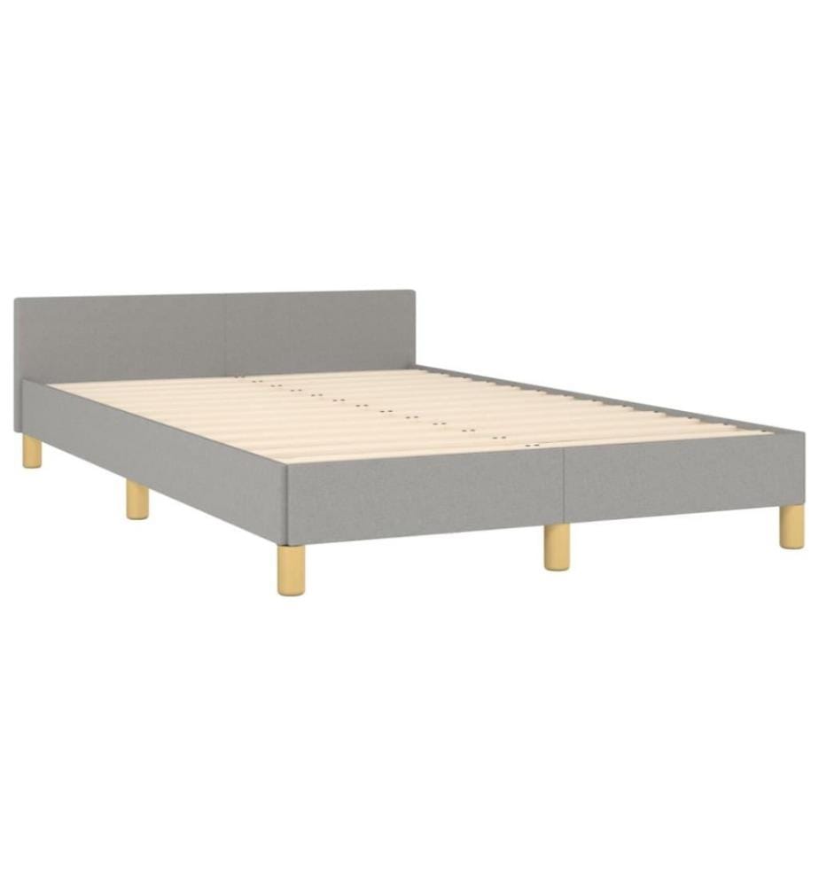 Bettgestell mit Kopfteil Hellgrau 120x200 cm Stoff