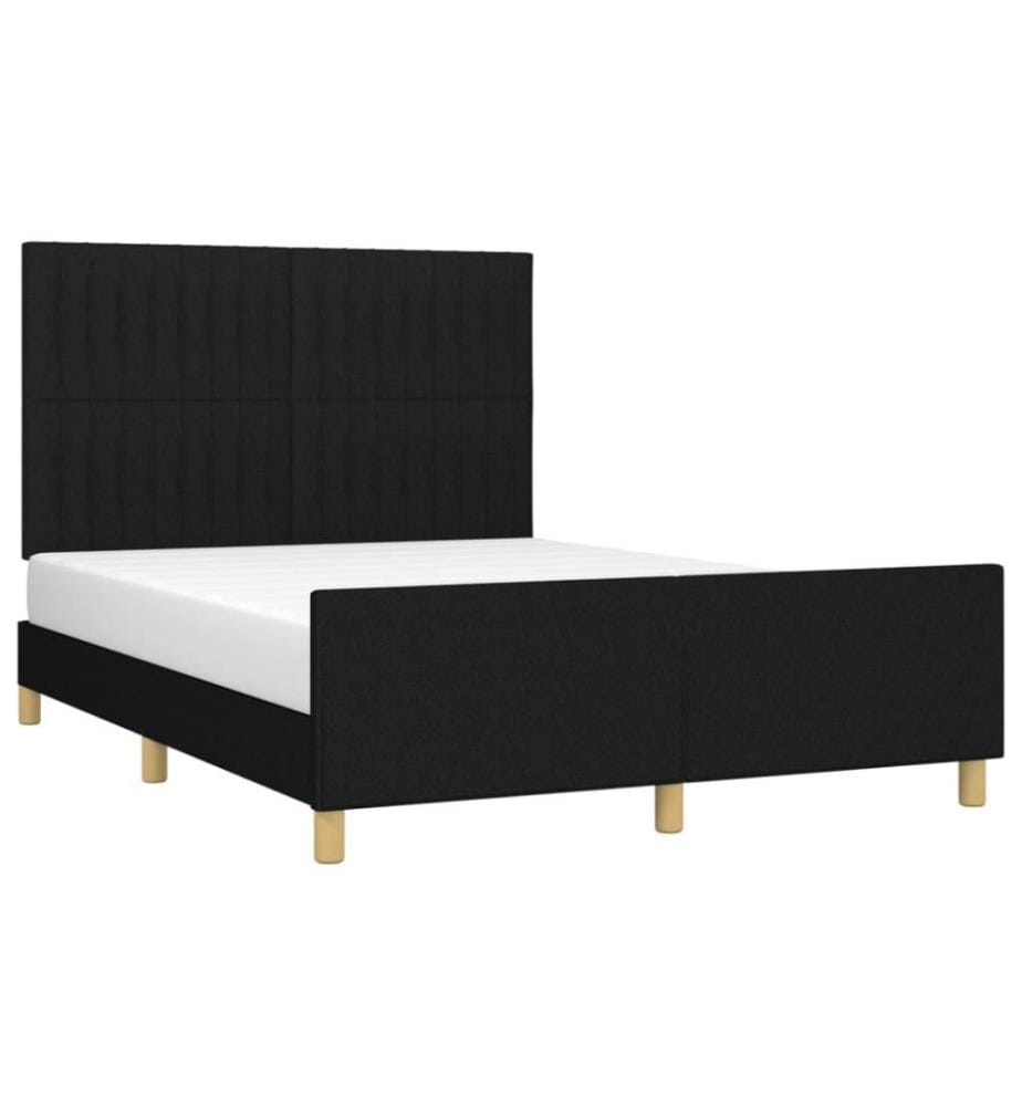 Cadre de lit avec tête de lit Noir 140x200 cm Tissu