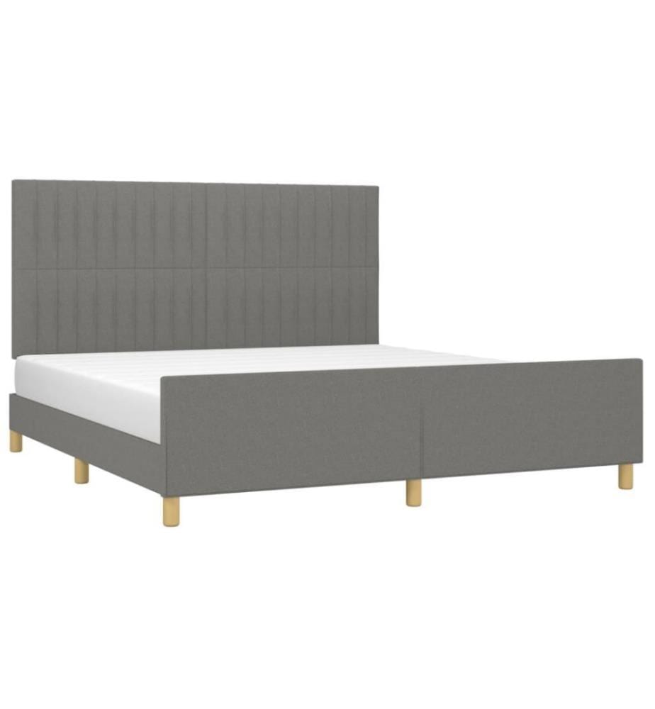 Bettgestell mit Kopfteil Dunkelgrau 160x200 cm Stoff