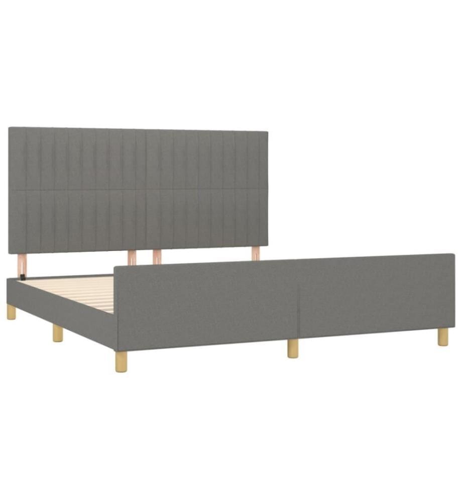 Bettgestell mit Kopfteil Dunkelgrau 160x200 cm Stoff