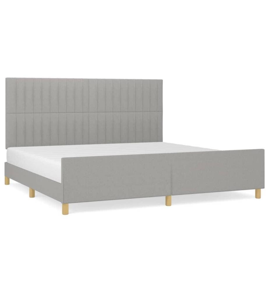 Bettgestell mit Kopfteil Hellgrau 200x200 cm Stoff