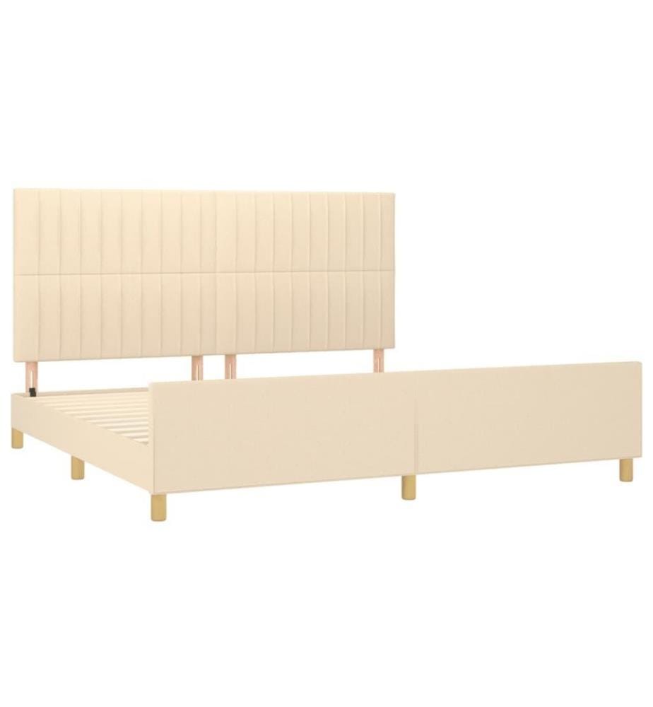 Cadre de lit avec tête de lit Crème 200 x 200 cm Tissu