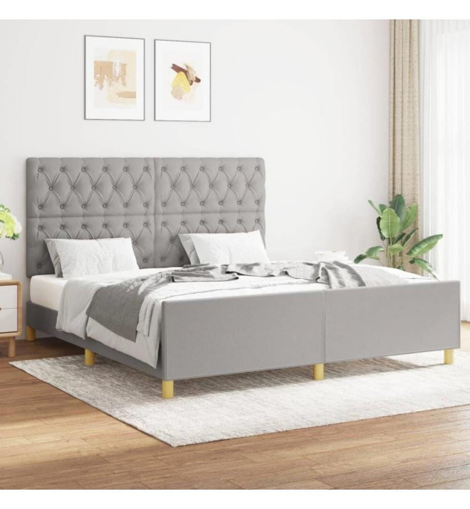 Bettgestell mit Kopfteil Hellgrau 160x200 cm Stoff