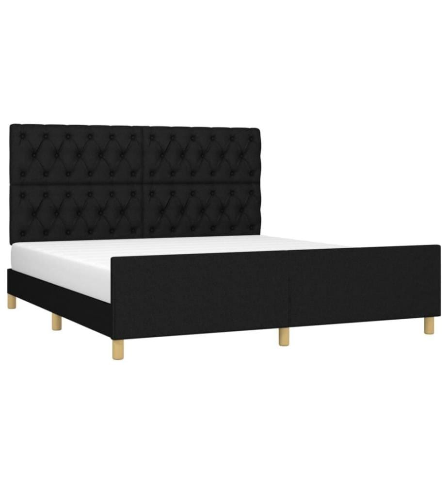 Cadre de lit avec tête de lit Noir 160x200 cm Tissu