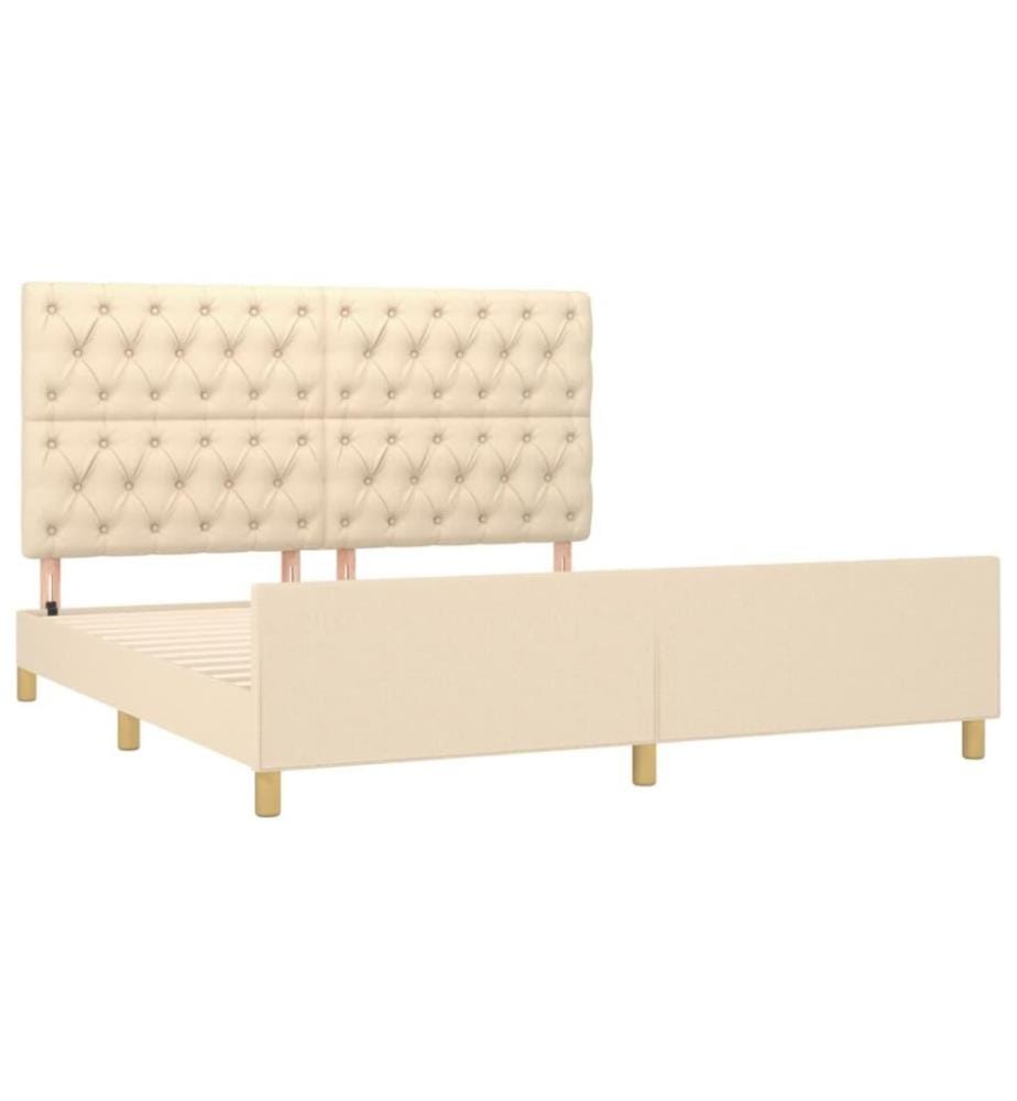 Cadre de lit avec tête de lit Crème 160 x 200 cm Tissu