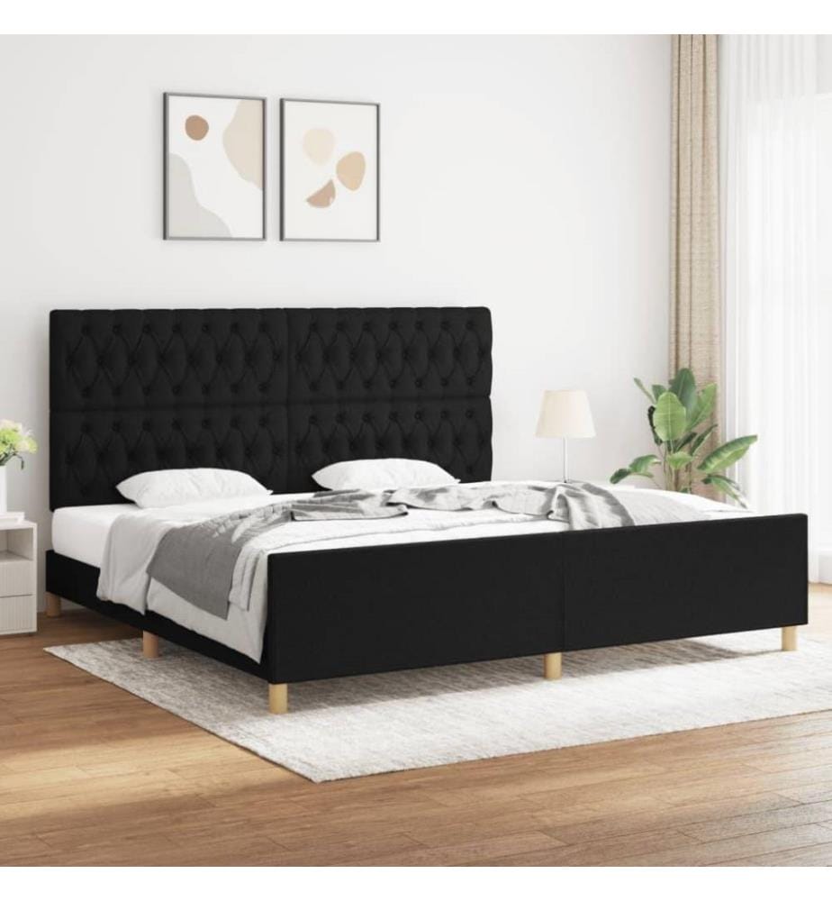 Bettgestell mit Kopfteil Schwarz 200x200 cm Stoff