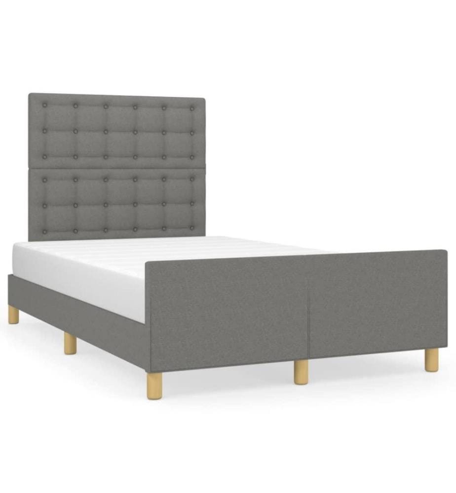 Bettgestell mit Kopfteil Dunkelgrau 120x200 cm Stoff