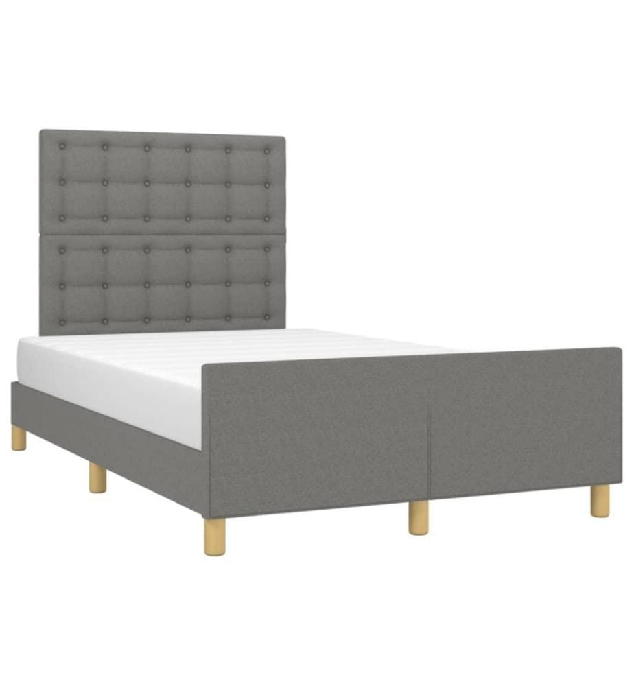 Bettgestell mit Kopfteil Dunkelgrau 120x200 cm Stoff