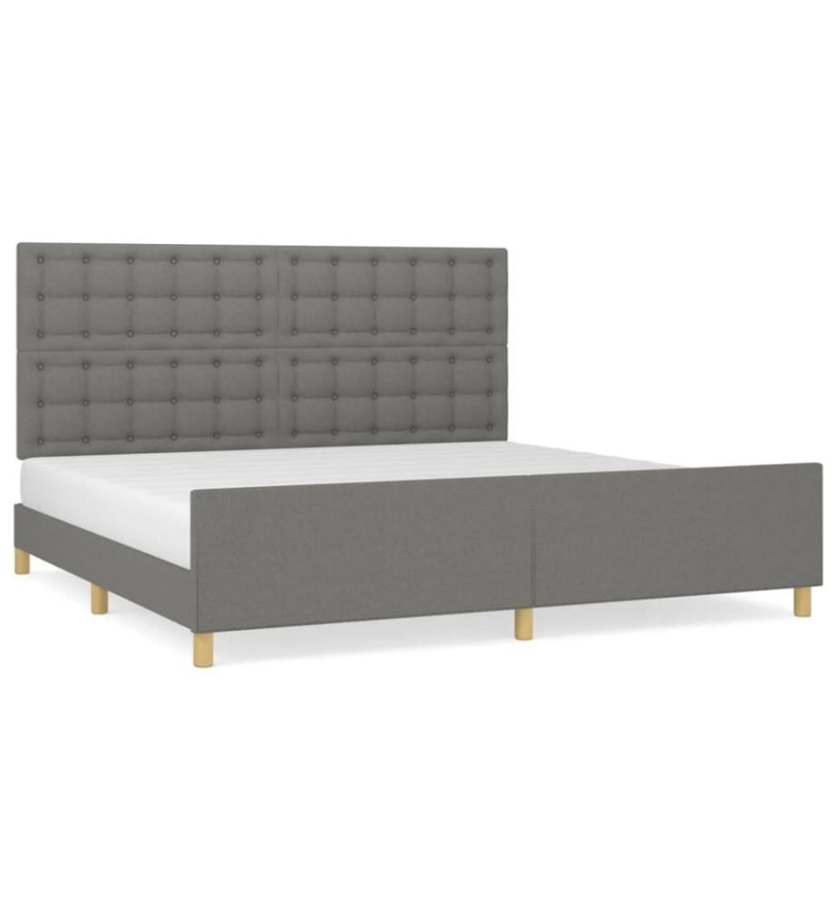 Bettgestell mit Kopfteil Dunkelgrau 200x200 cm Stoff