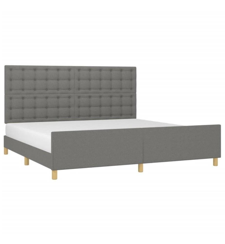 Bettgestell mit Kopfteil Dunkelgrau 200x200 cm Stoff