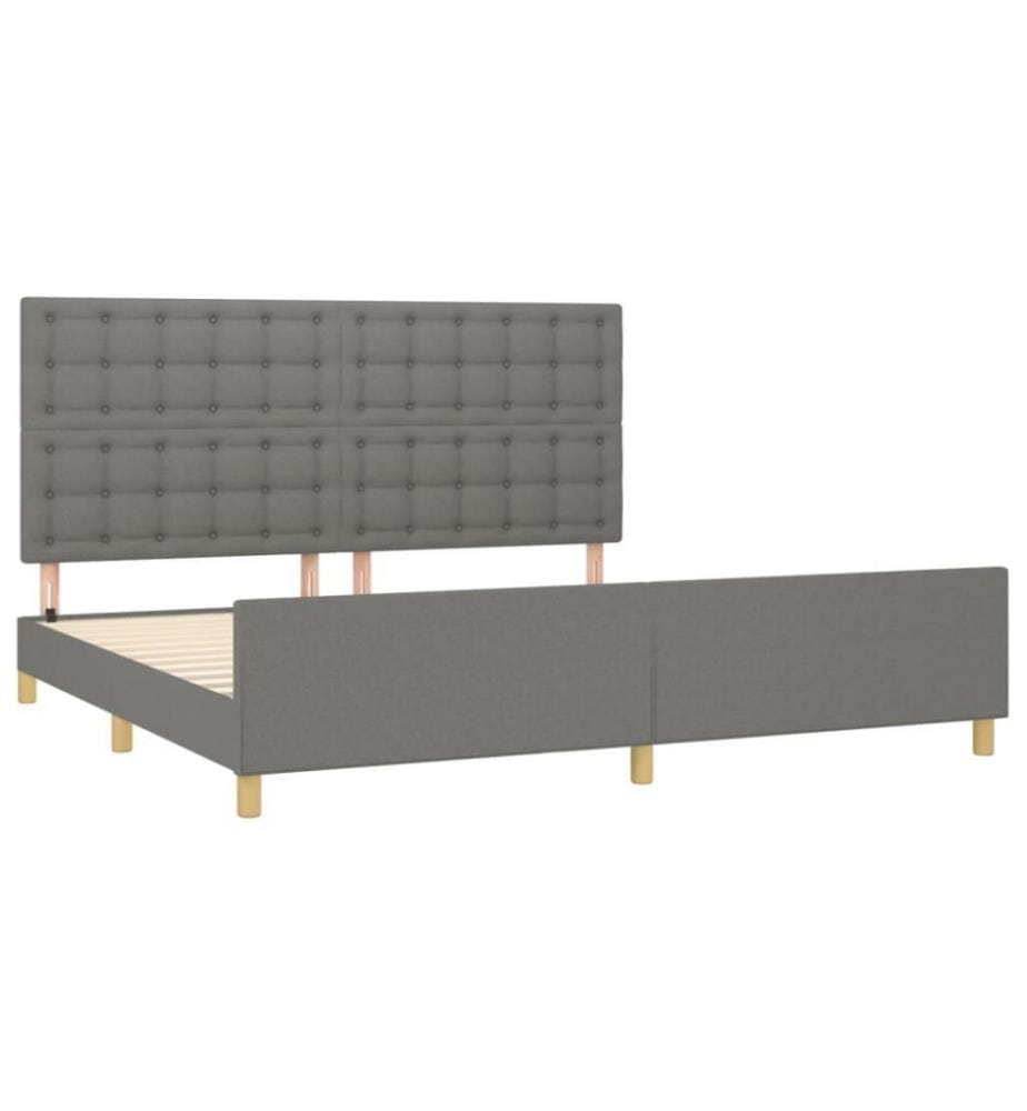 Bettgestell mit Kopfteil Dunkelgrau 200x200 cm Stoff