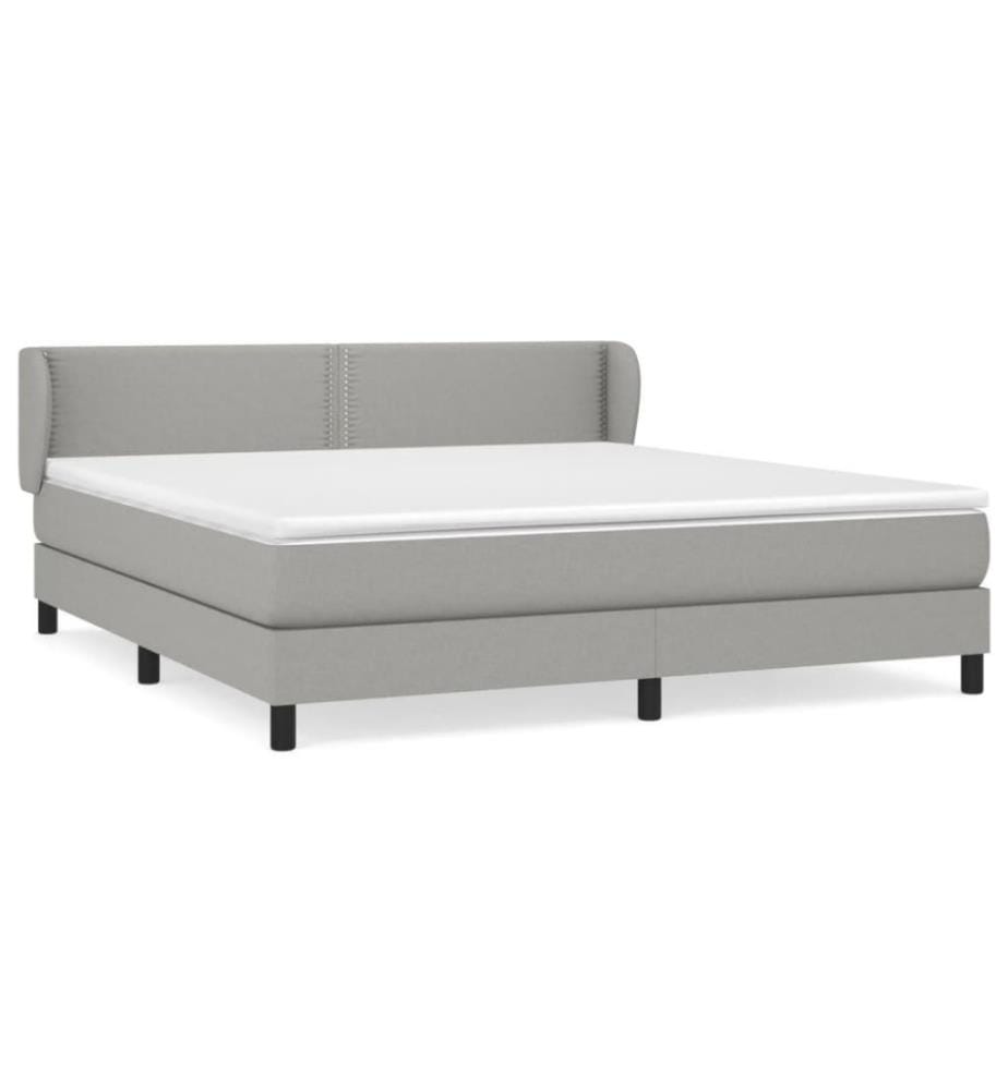 Boxspringbett mit Matratze Hellgrau 180x200 cm Stoff