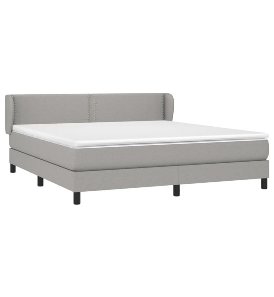 Boxspringbett mit Matratze Hellgrau 180x200 cm Stoff