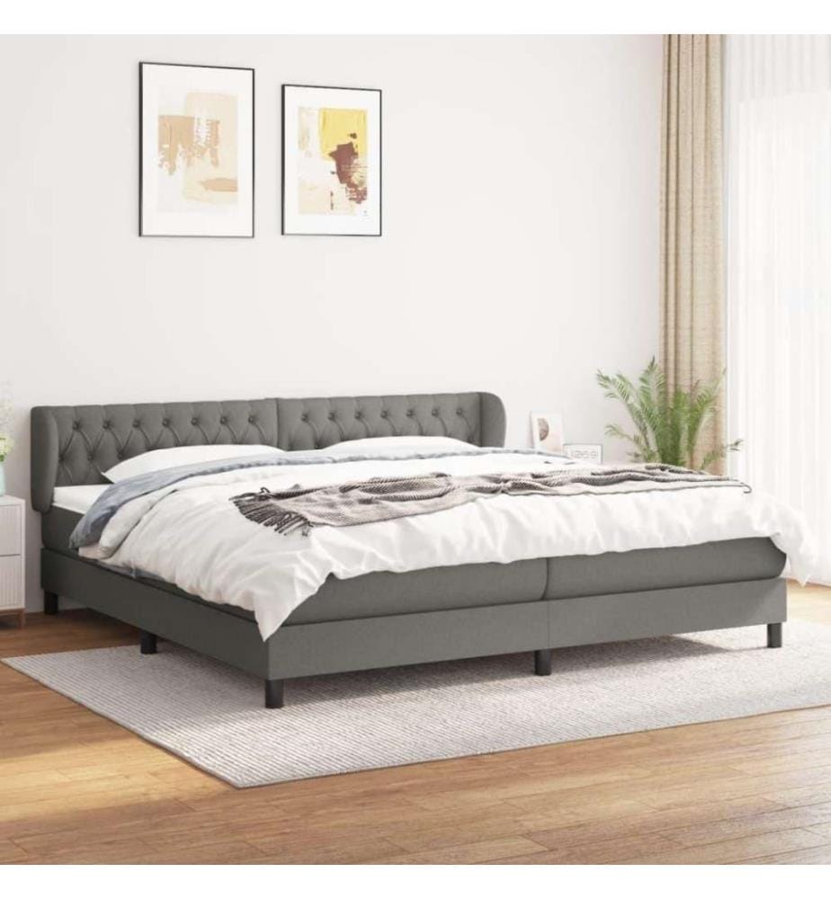 Boxspringbett mit Matratze Dunkelgrau 200x200 cm Stoff