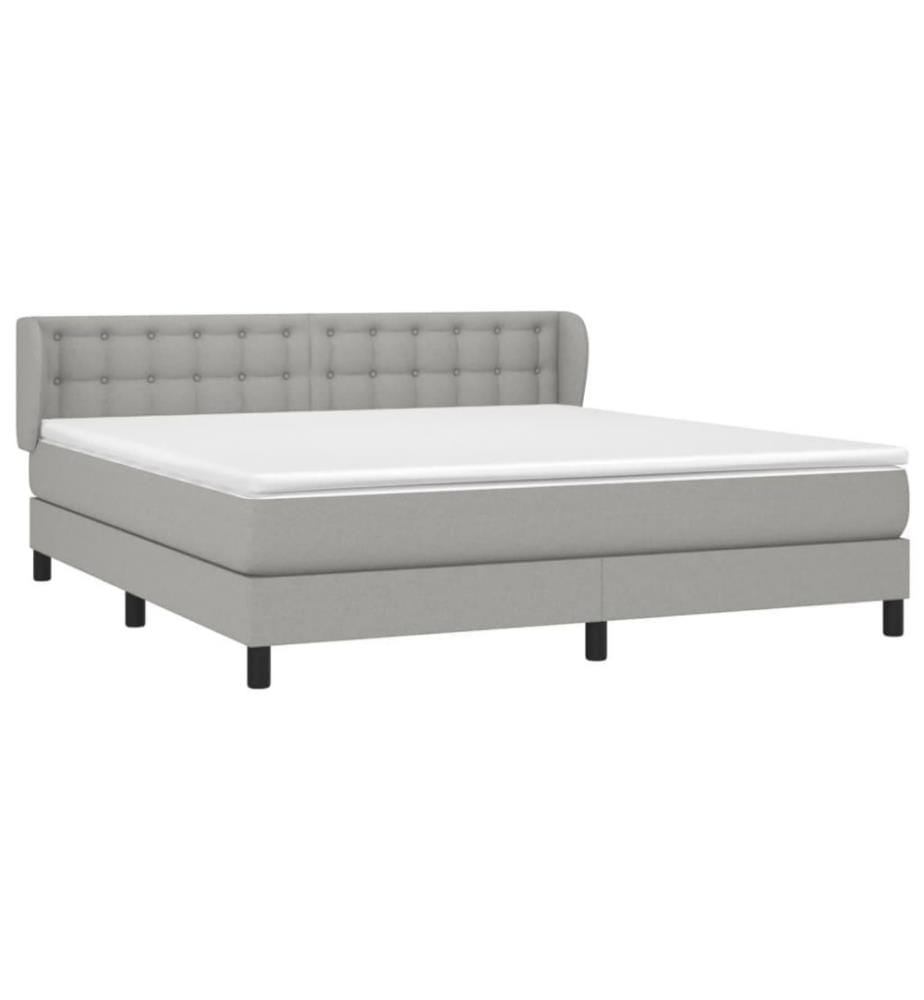 Boxspringbett mit Matratze Hellgrau 180x200 cm Stoff