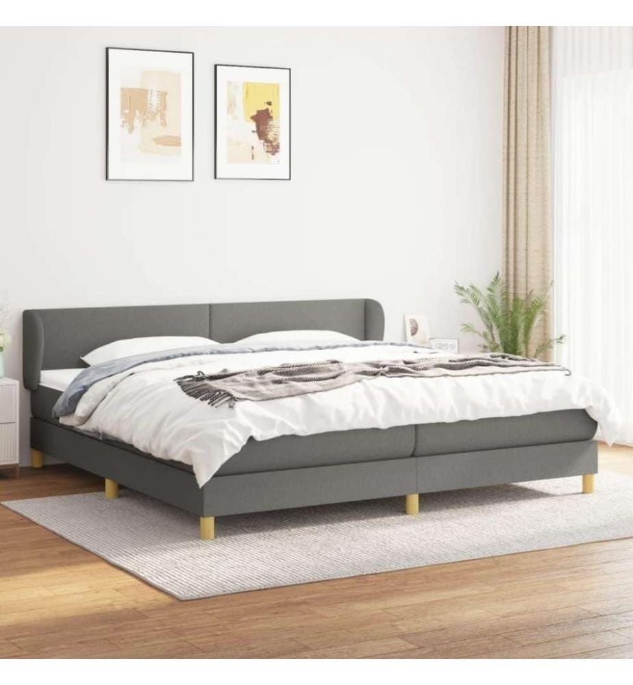 Boxspringbett mit Matratze Dunkelgrau 200x200 cm Stoff