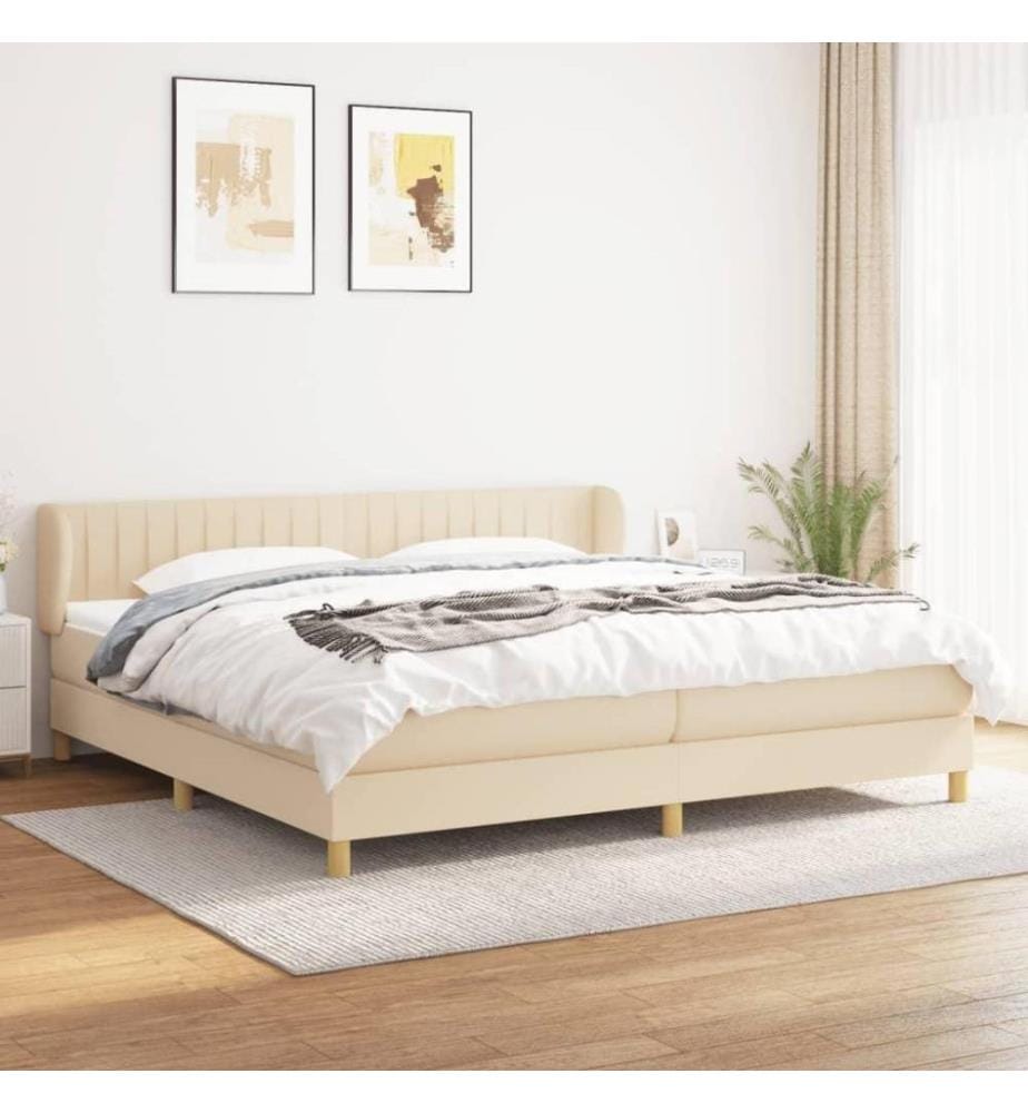 Boxspringbett mit Matratze Creme 200x200 cm Stoff